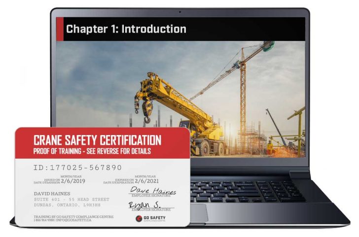 Screen shot and Certificate from the Crane Safety Certification Course