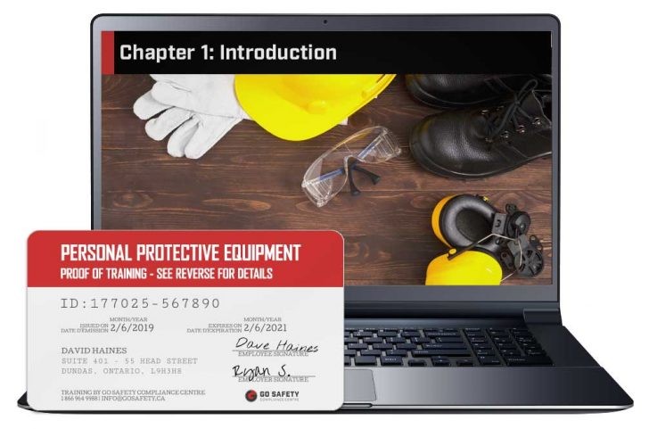 Screen shot and Certificate from the Personal Protective Equipment Course