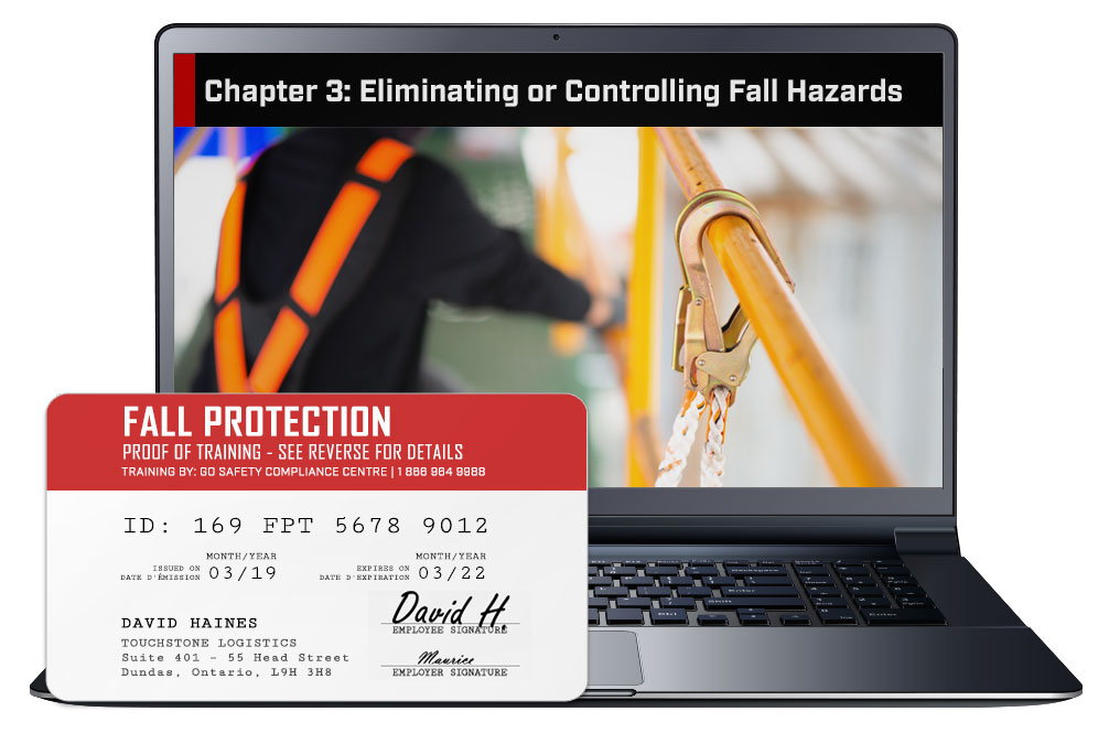 Screen shot and Certificate from the Fall Protection Training Course